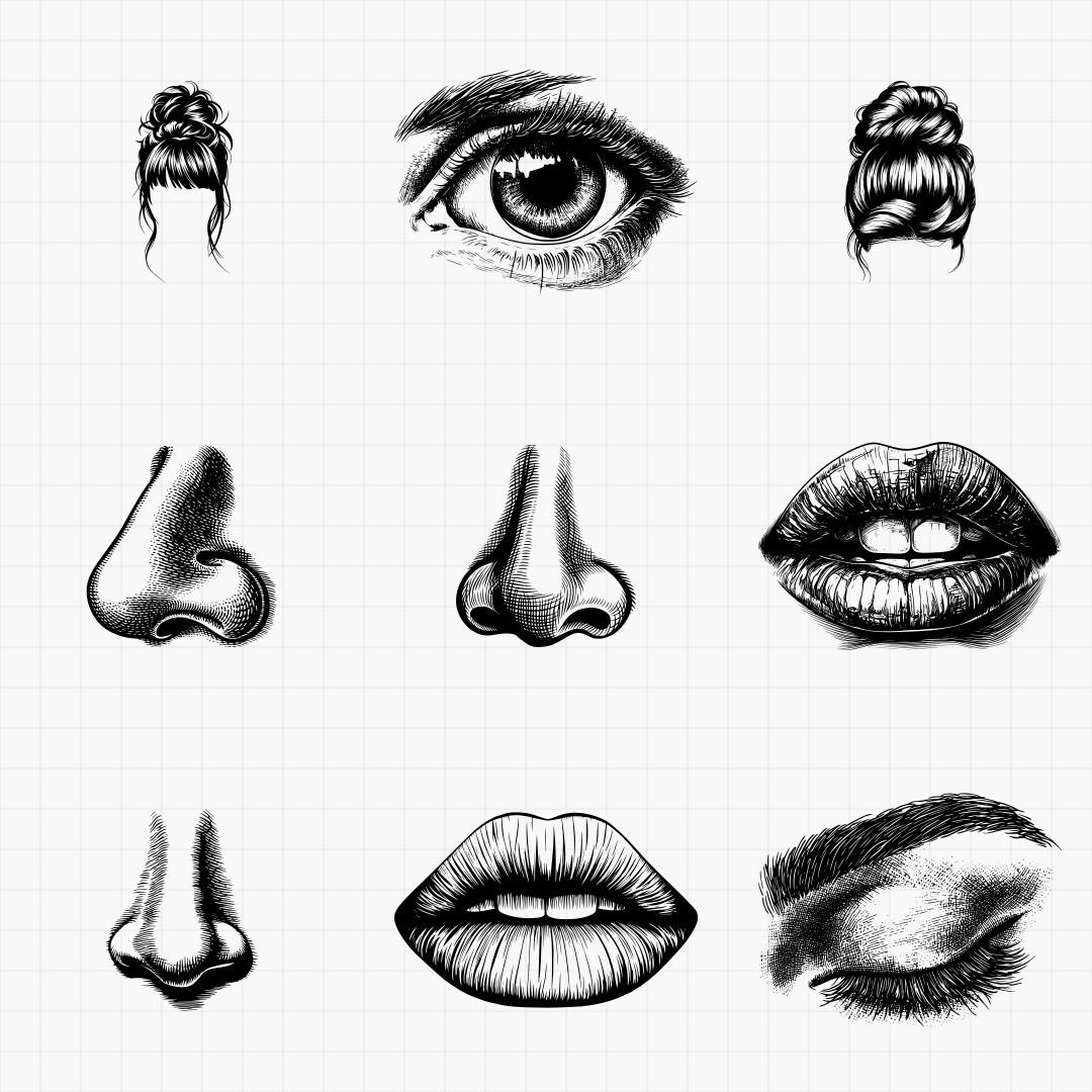 Human Facial Features Svg Pack - Thumbnail 5