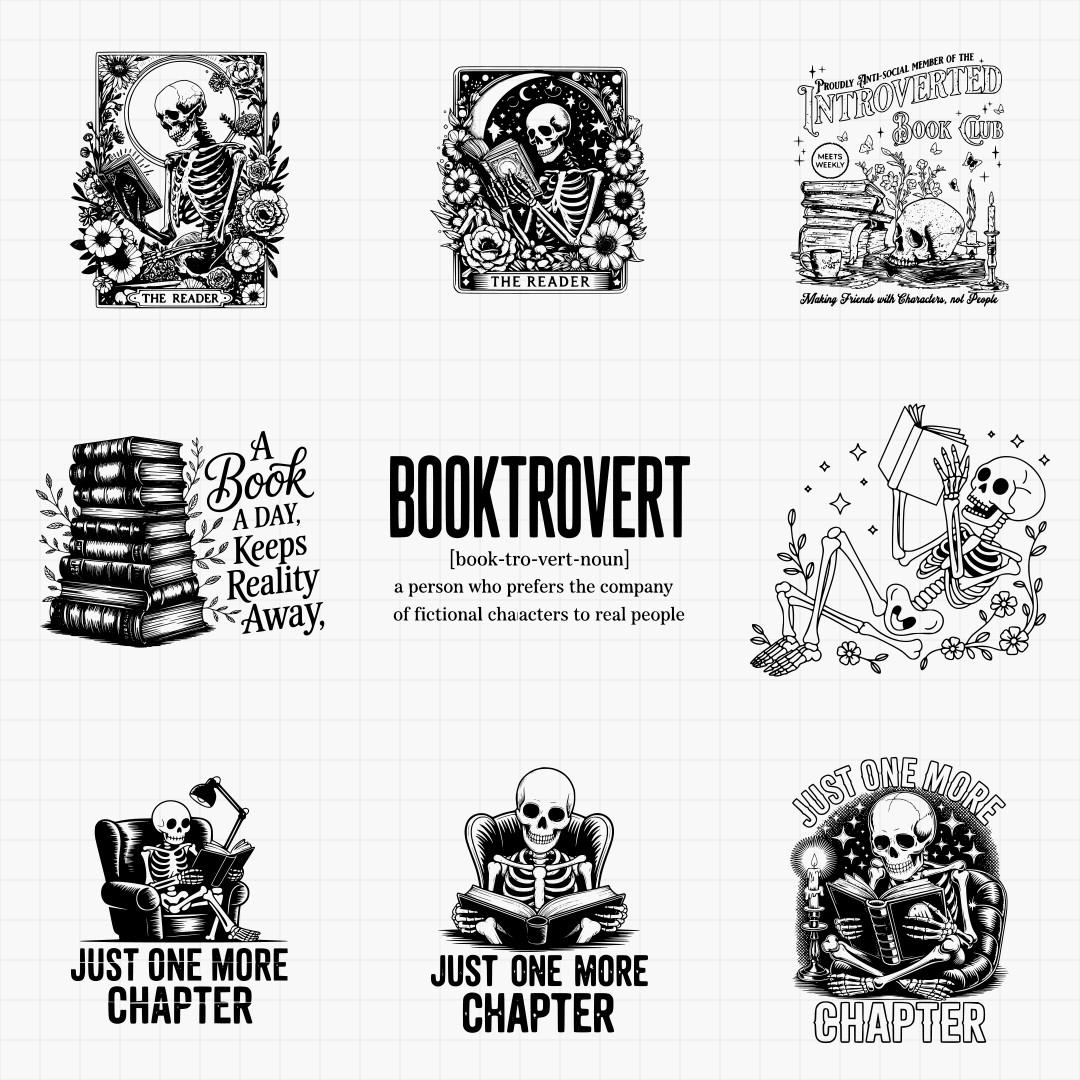Introverted Book Lover Svg Pack - Thumbnail 2
