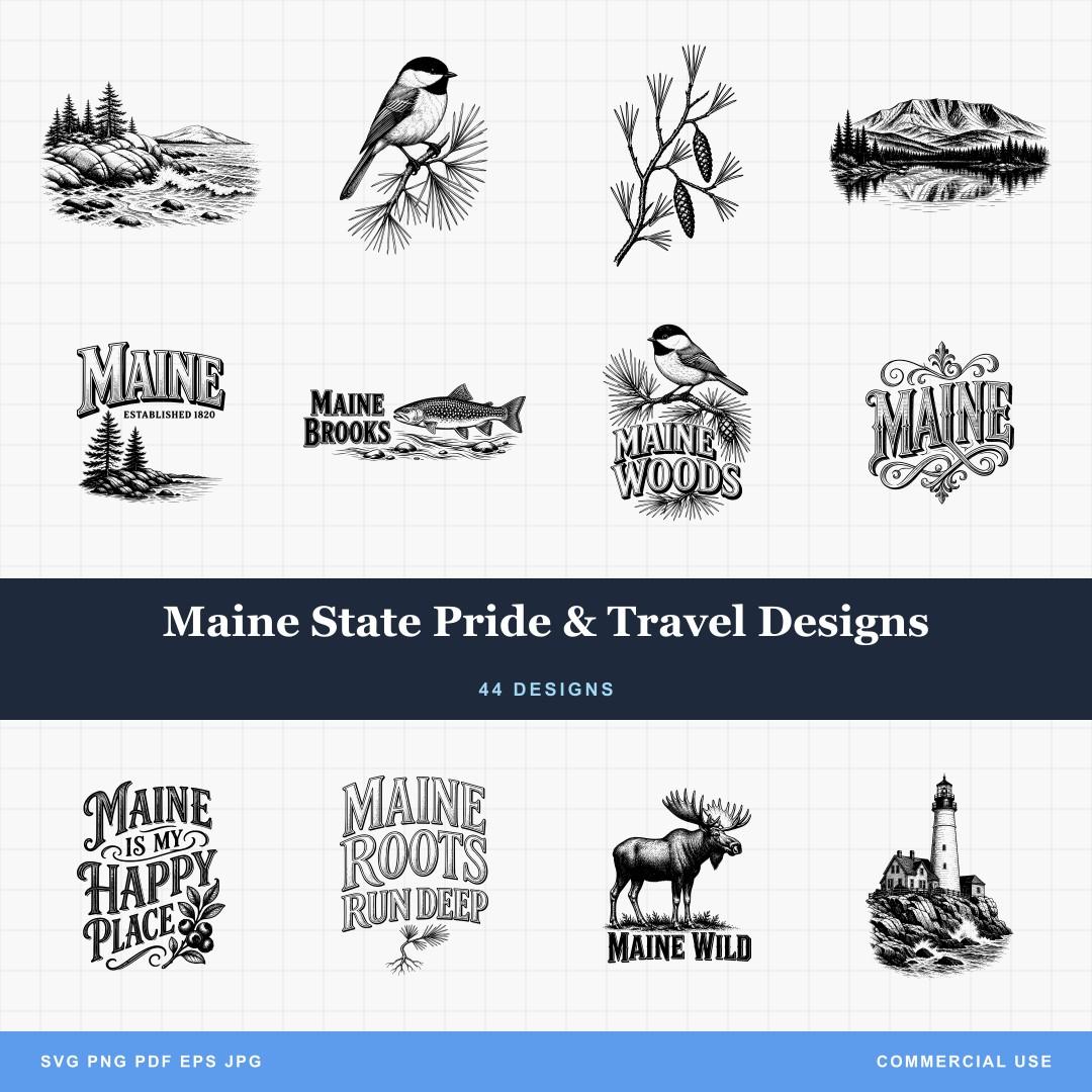 Maine State Pride & Travel Designs