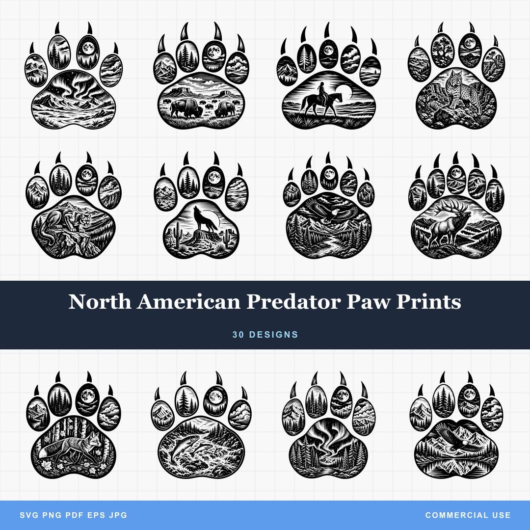 North American Predator Paw Prints