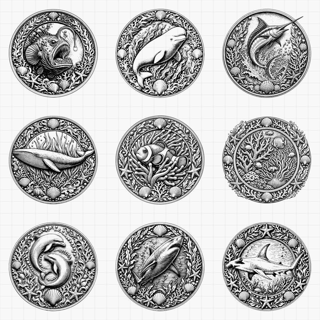 Ocean Relief Medallions - Thumbnail 2