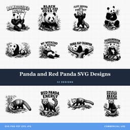 Panda and Red Panda SVG Designs