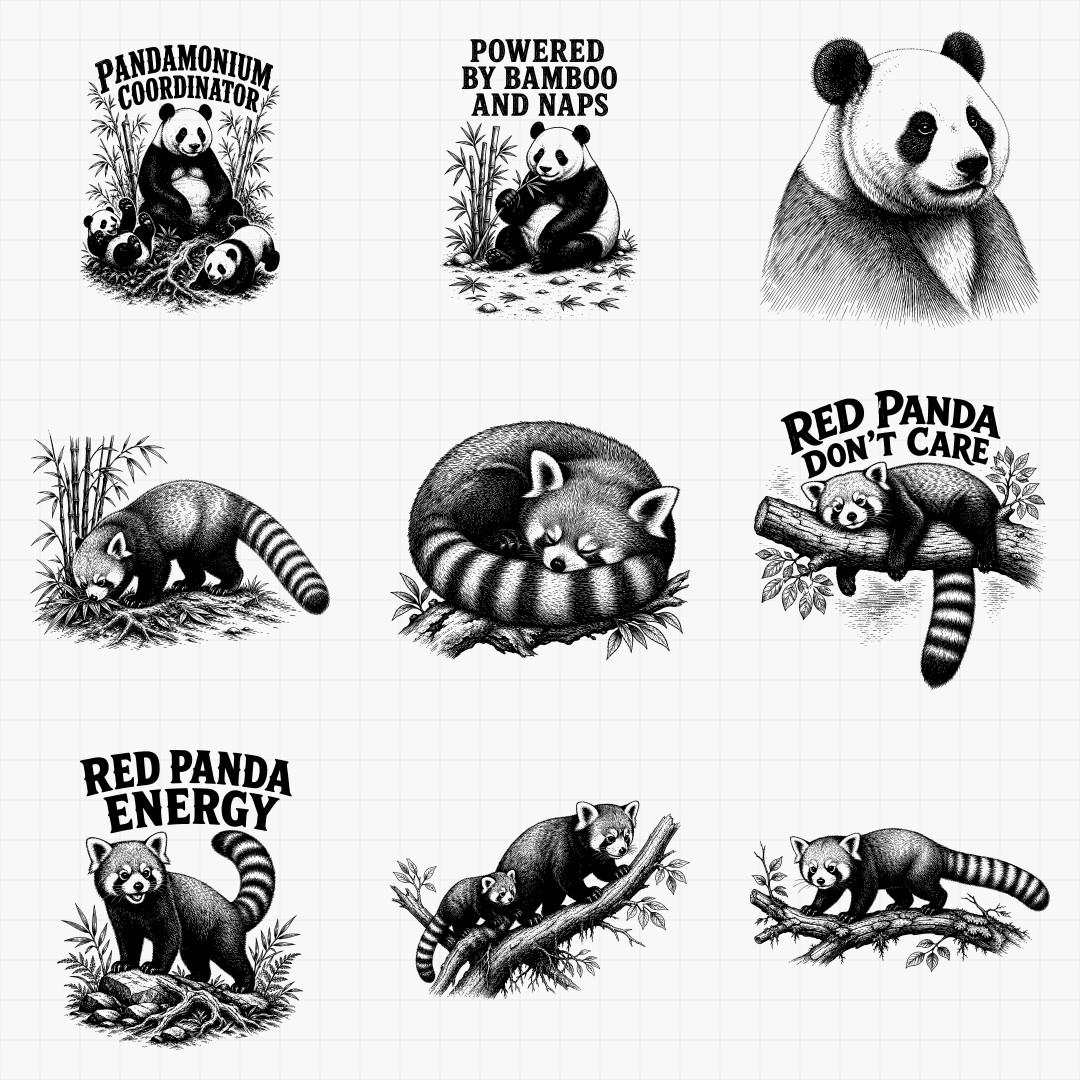 Panda and Red Panda SVG Designs - Thumbnail 4