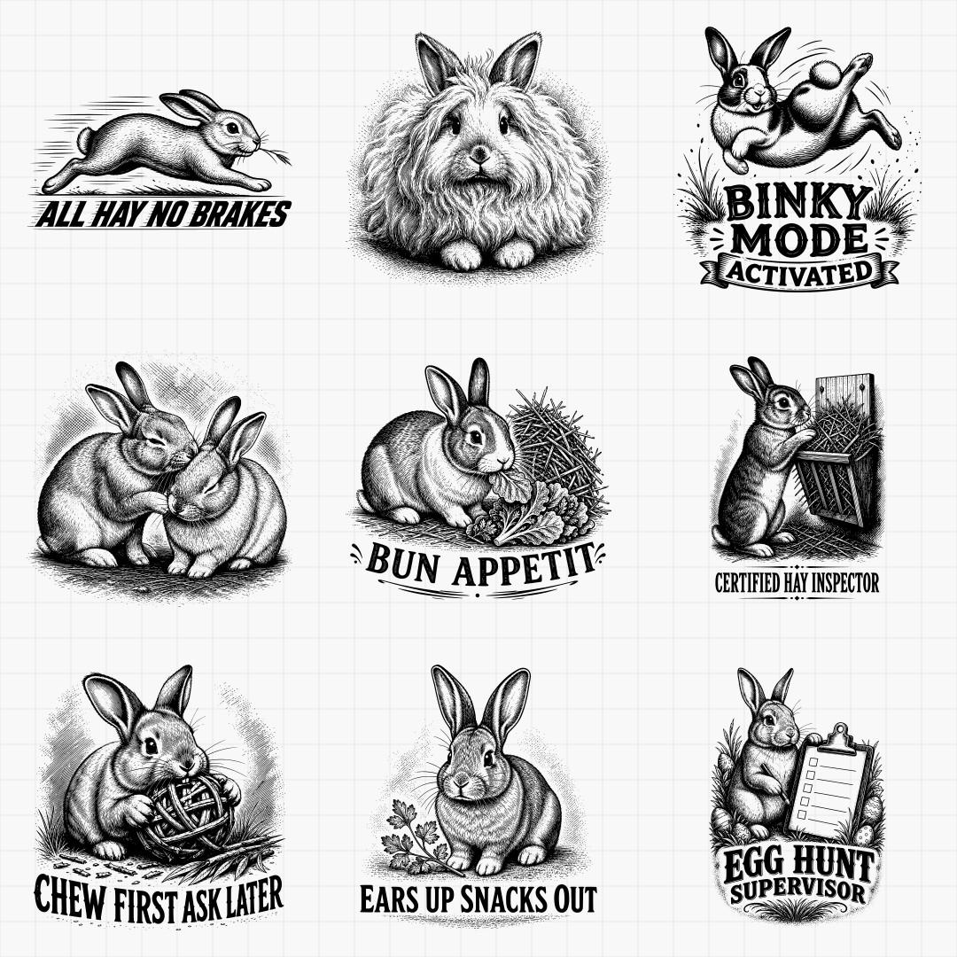 Rabbit & Bunny SVG Bundle – 32 Designs - Thumbnail 2