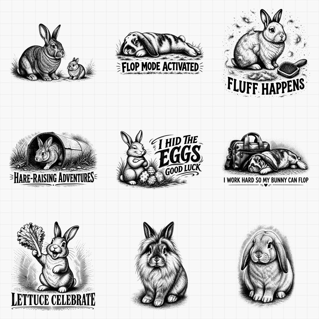 Rabbit & Bunny SVG Bundle – 32 Designs - Thumbnail 3