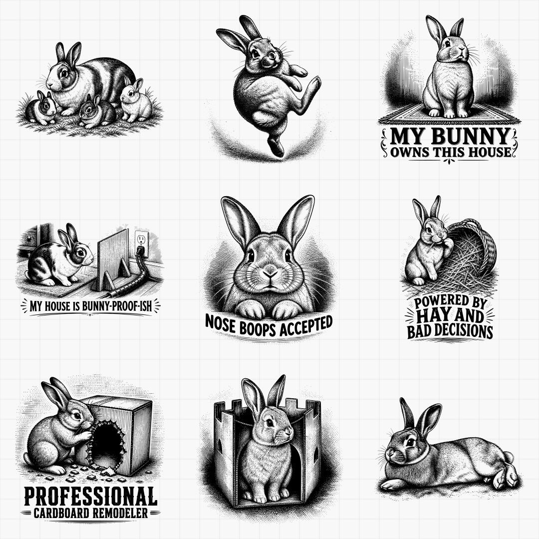 Rabbit & Bunny SVG Bundle – 32 Designs - Thumbnail 4