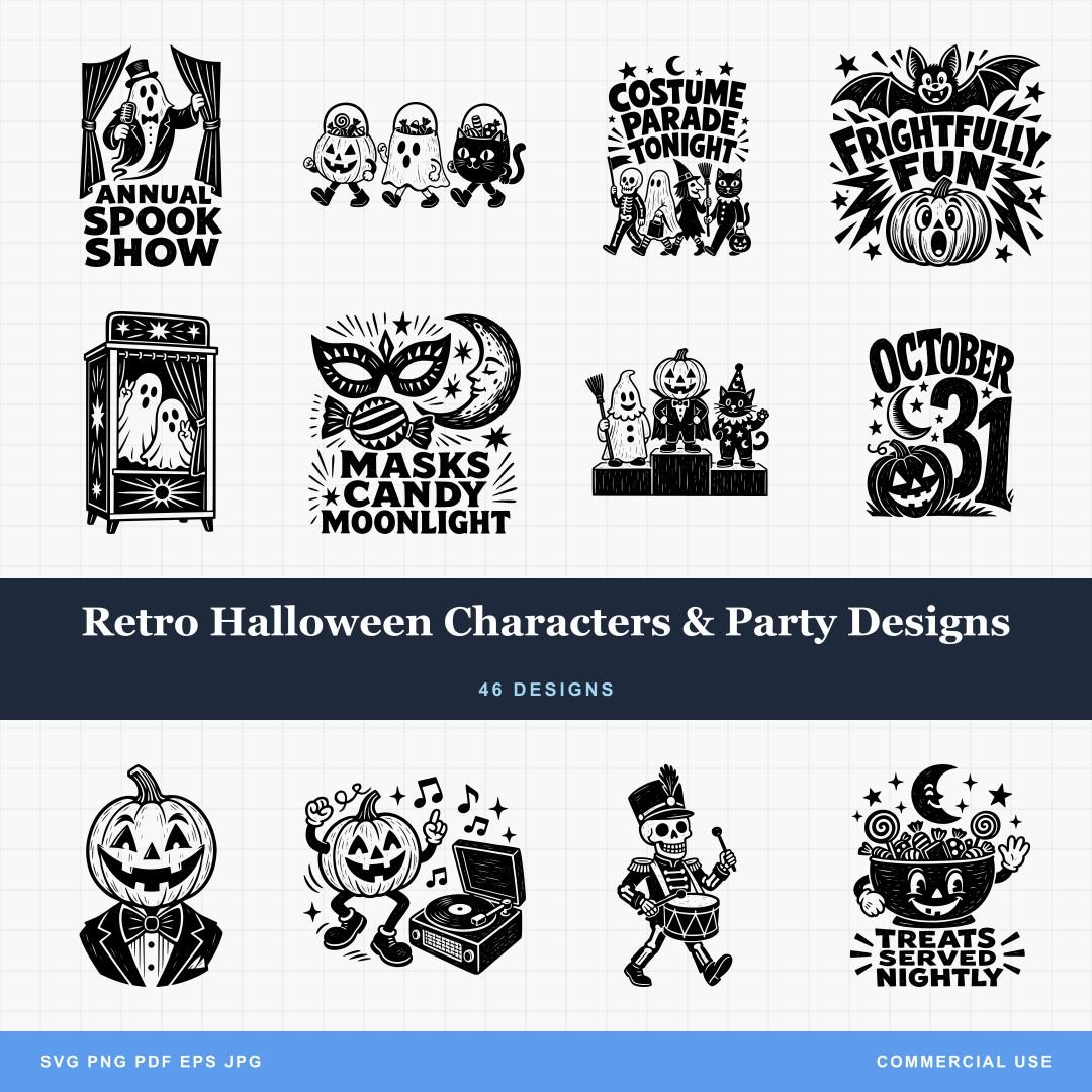 Retro Halloween Characters & Party Designs