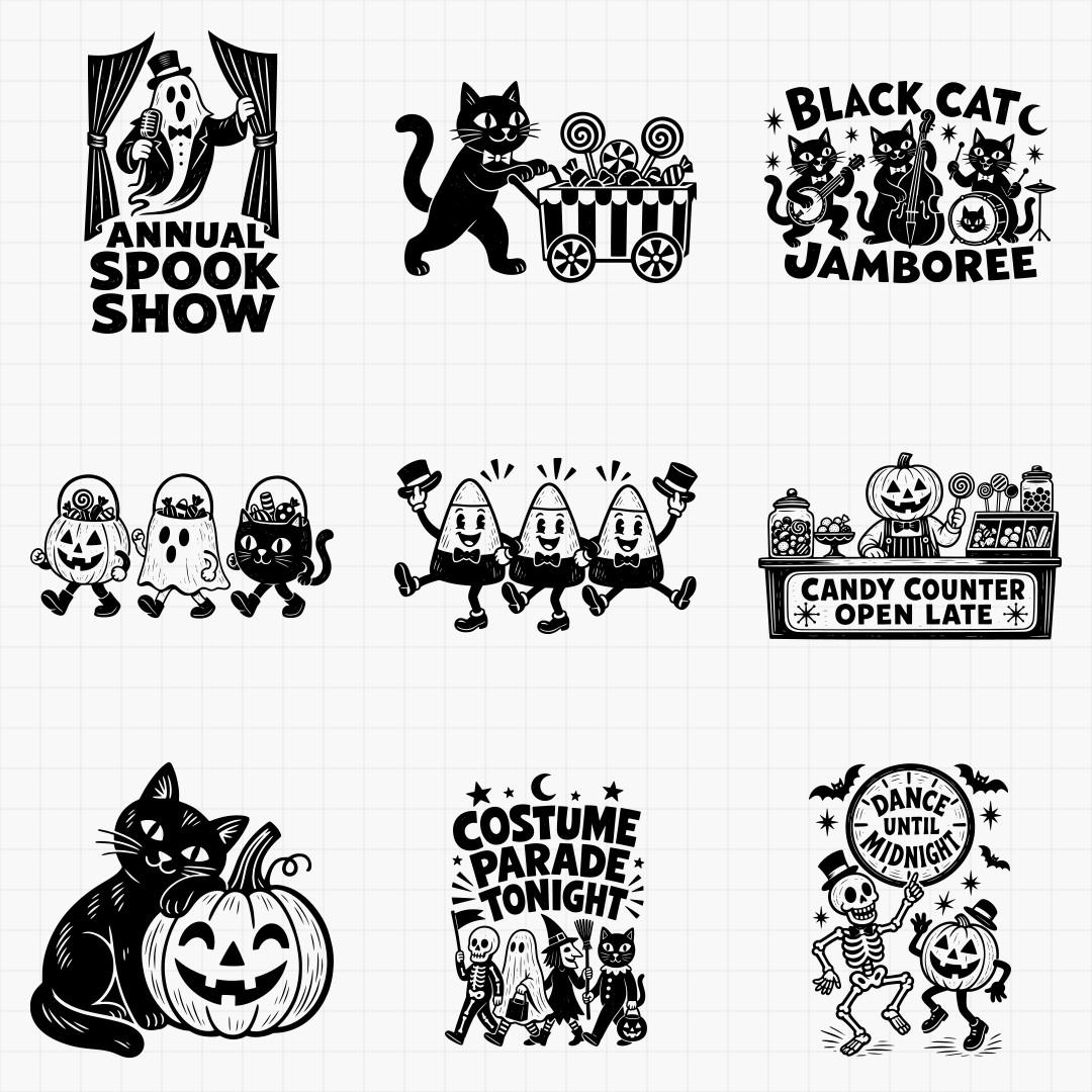 Retro Halloween Characters & Party Designs - Thumbnail 2