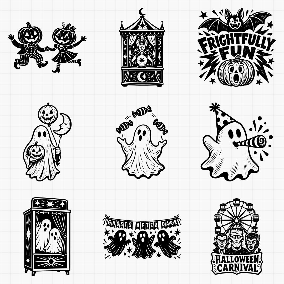 Retro Halloween Characters & Party Designs - Thumbnail 3
