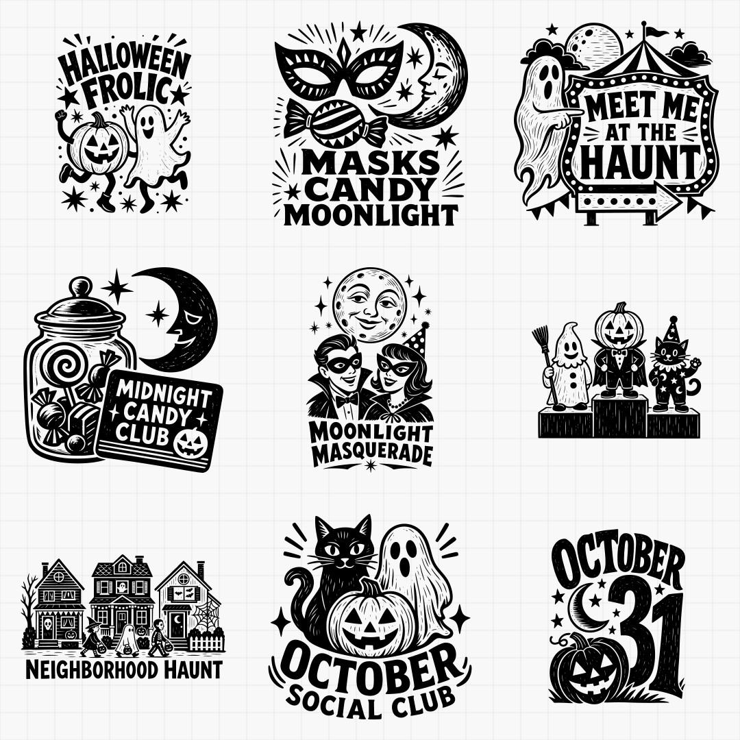 Retro Halloween Characters & Party Designs - Thumbnail 4