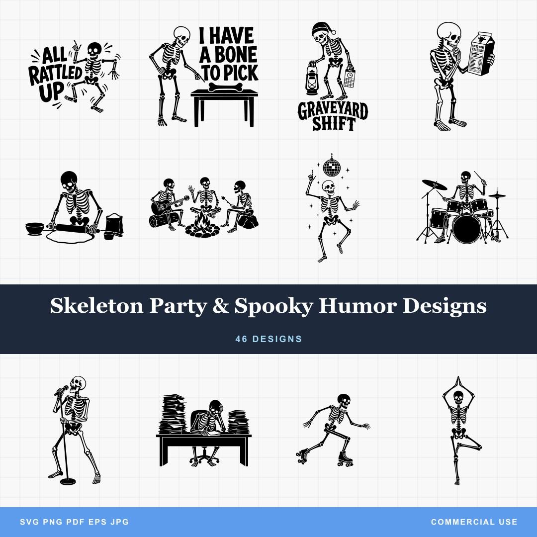Skeleton Party & Spooky Humor Designs