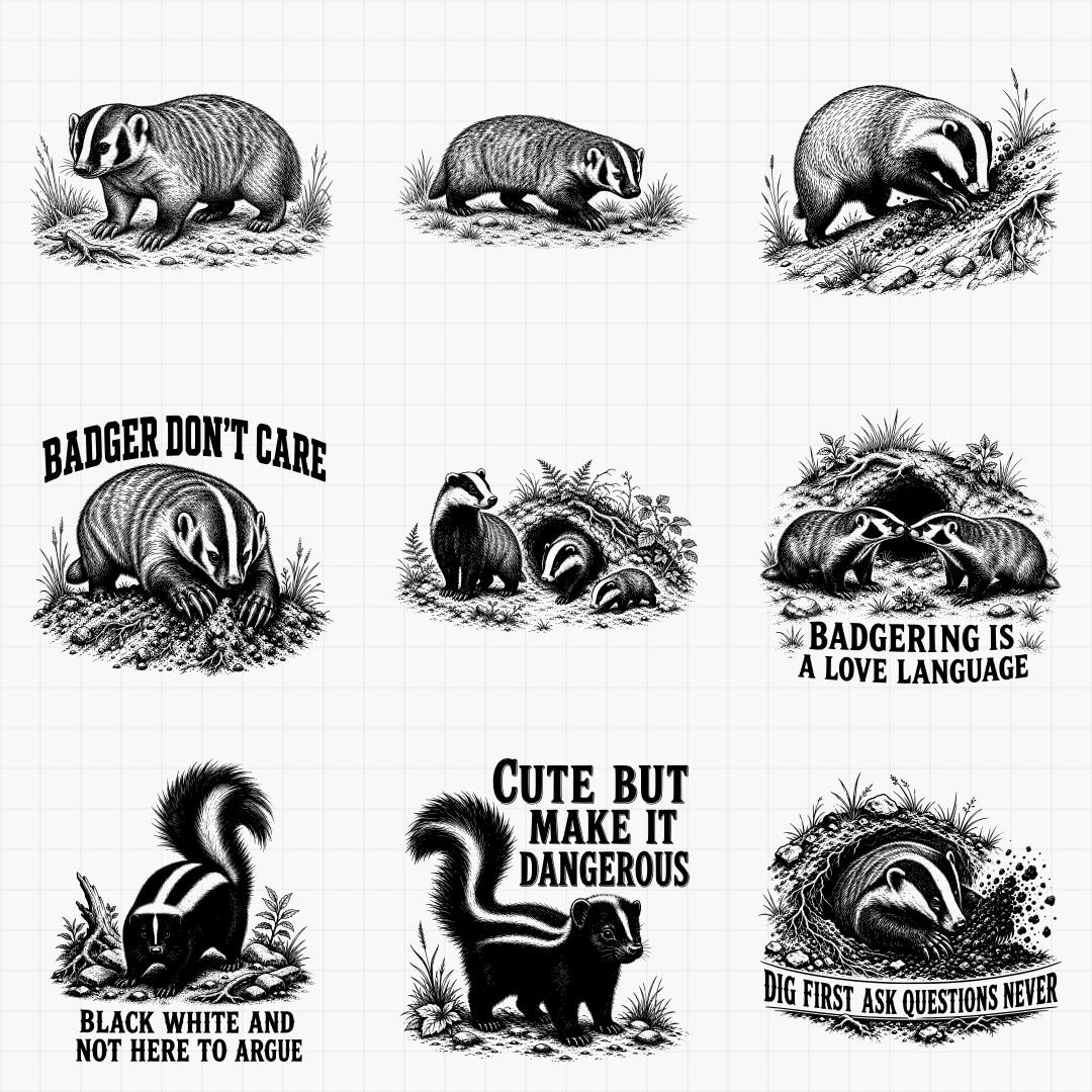 Skunk and Badger SVG Designs - Thumbnail 2