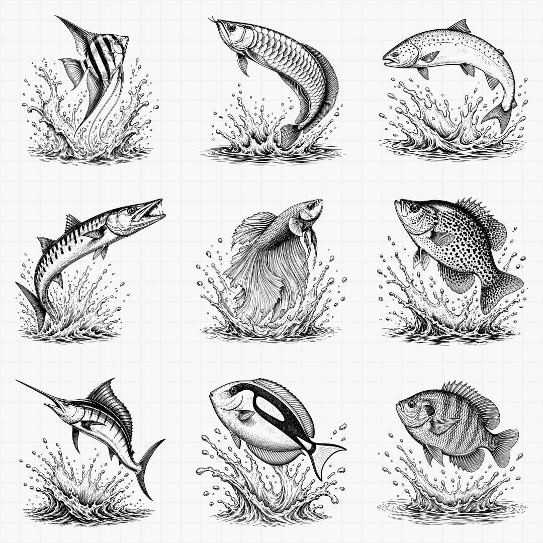 Splashing Fish Designs - Thumbnail 2