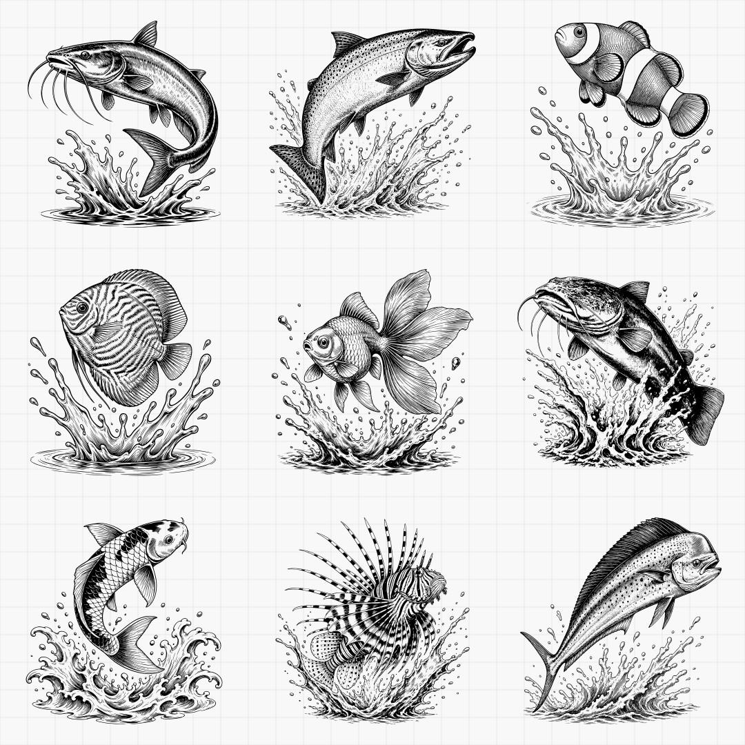 Splashing Fish Designs - Thumbnail 3