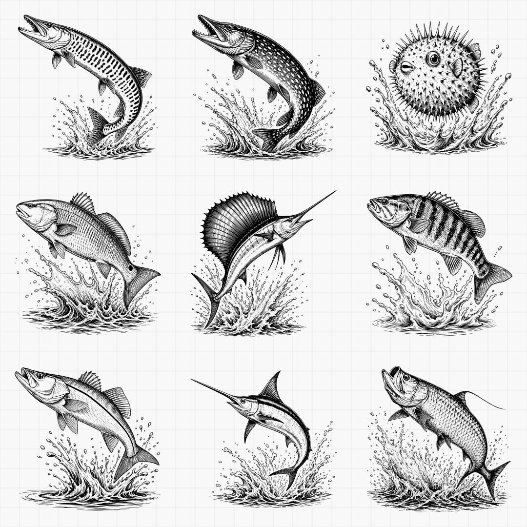 Splashing Fish Designs - Thumbnail 4