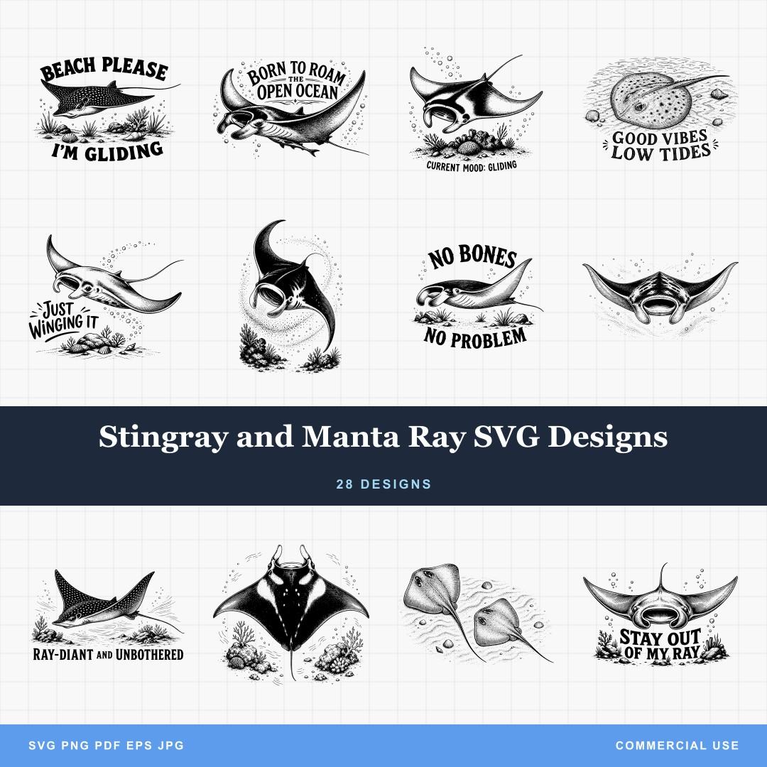 Stingray and Manta Ray SVG Designs