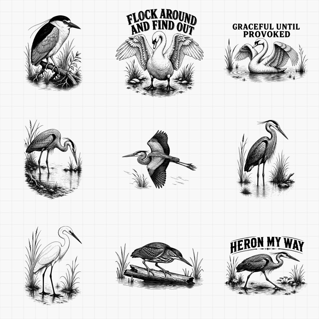 Swan and Heron SVG Designs - Thumbnail 2