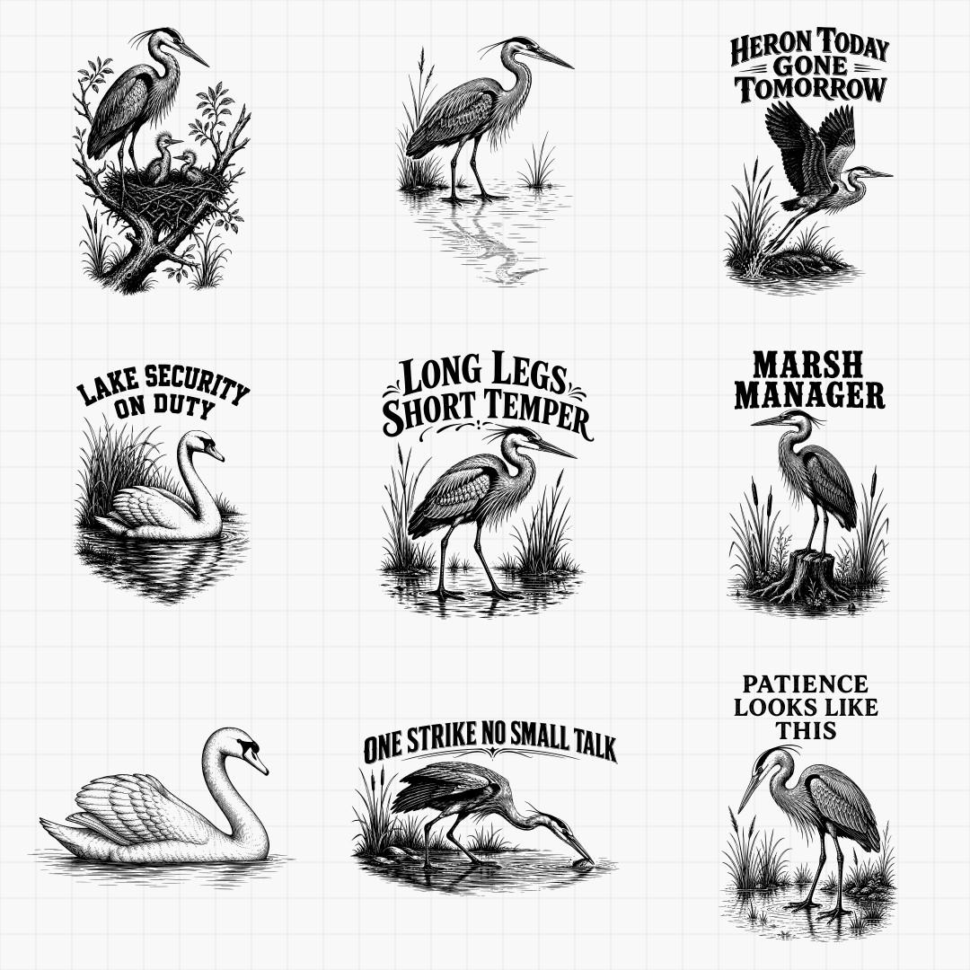 Swan and Heron SVG Designs - Thumbnail 3