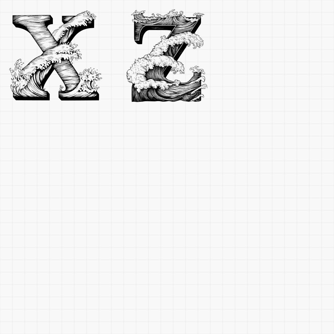 Wave Themed Monogram Designs - Thumbnail 5