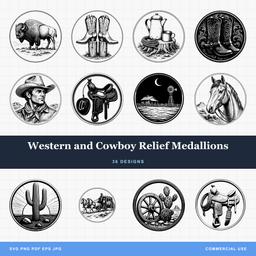 Western and Cowboy Relief Medallions