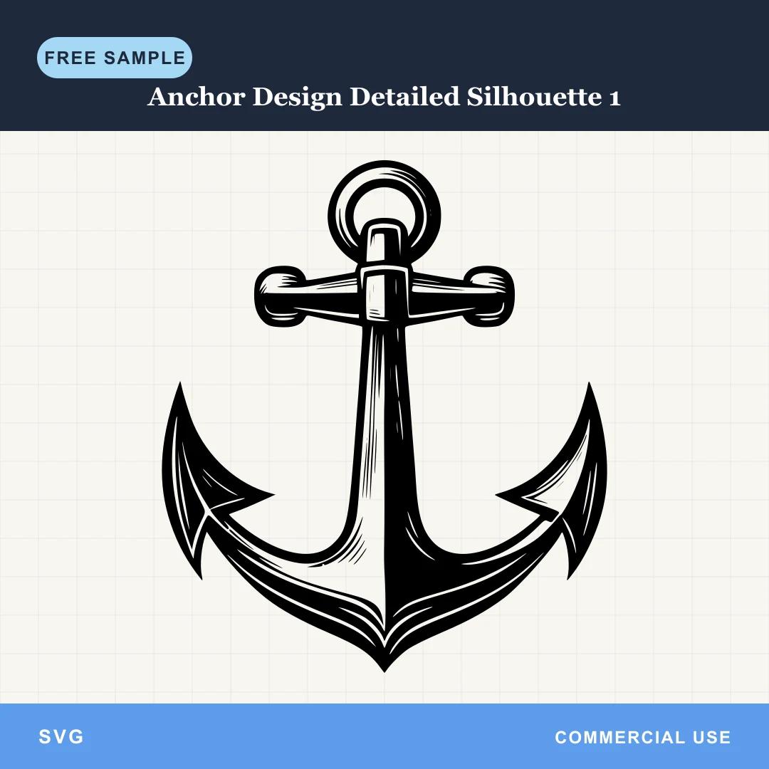 Free Anchor Design Detailed Silhouette 1 SVG
