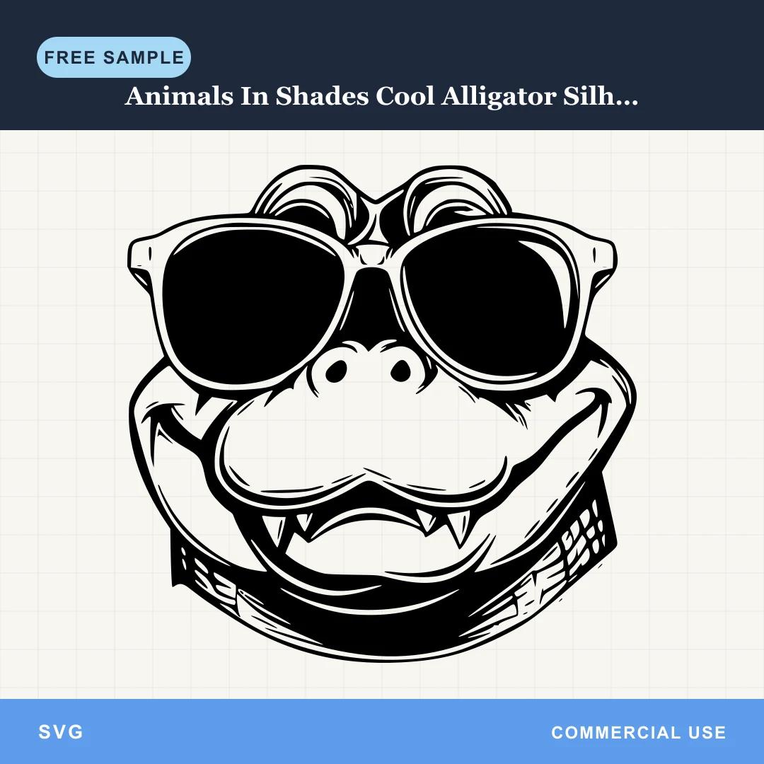 Free Animals In Shades Cool Alligator Silhouette SVG