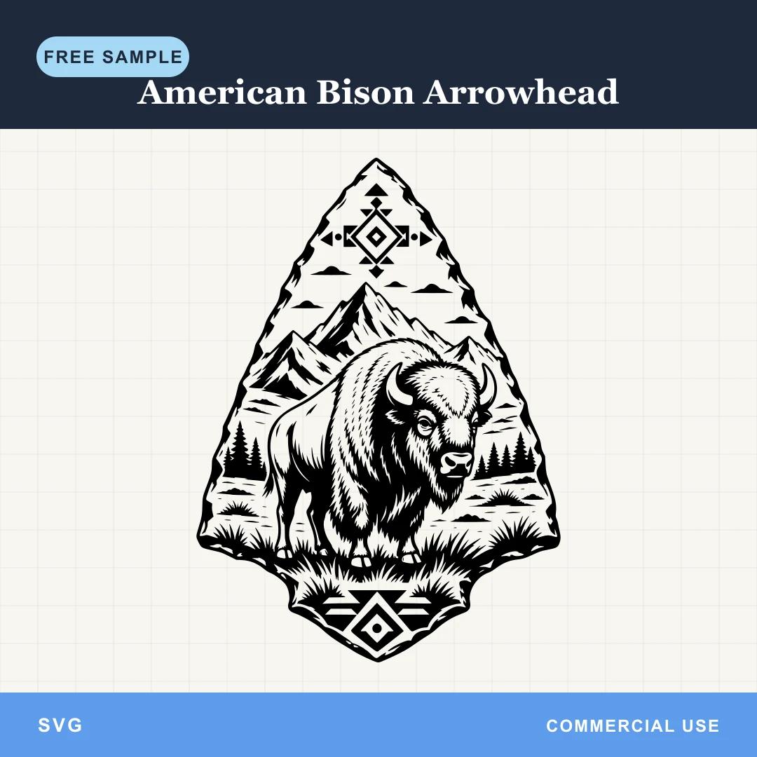 Free American Bison Arrowhead SVG