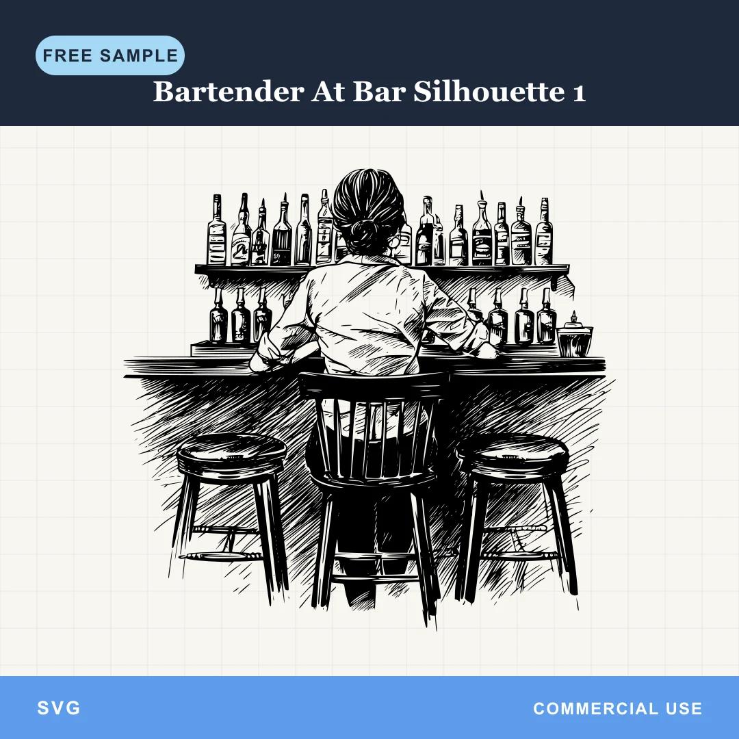 Free Bartender At Bar Silhouette 1 SVG