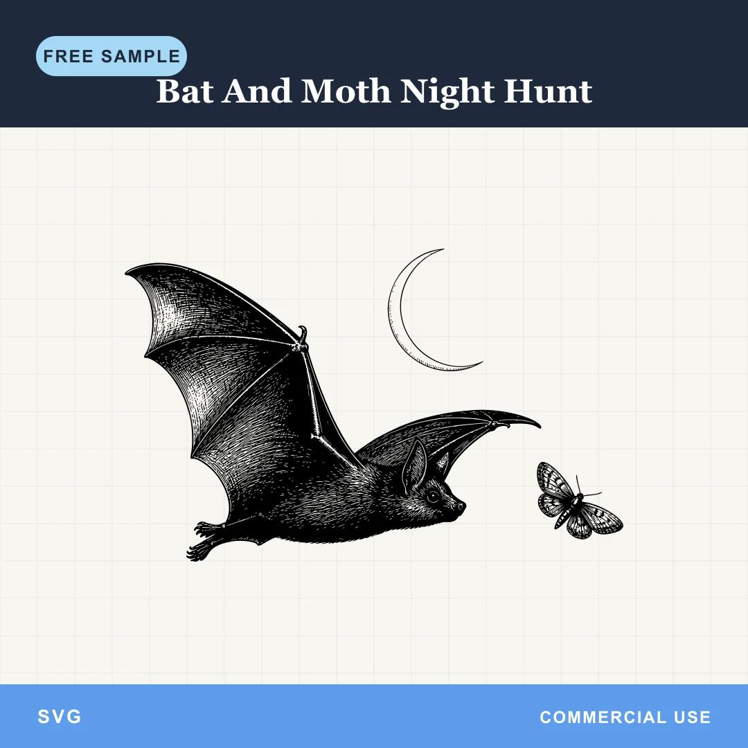 Free Bat And Moth Night Hunt SVG
