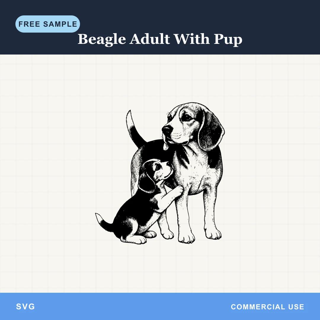 Free Beagle Adult With Pup SVG