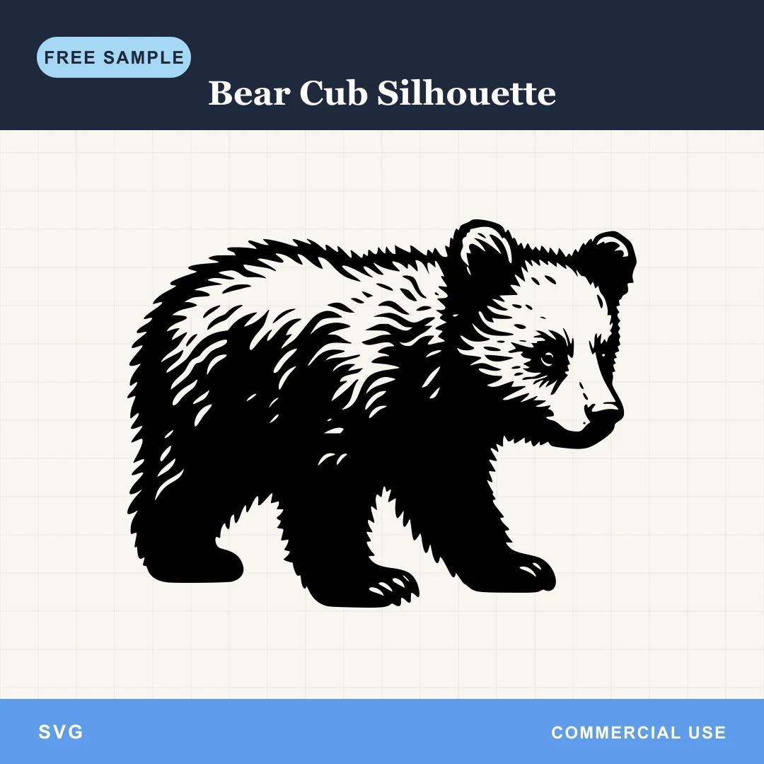 Free Bear Cub Silhouette SVG
