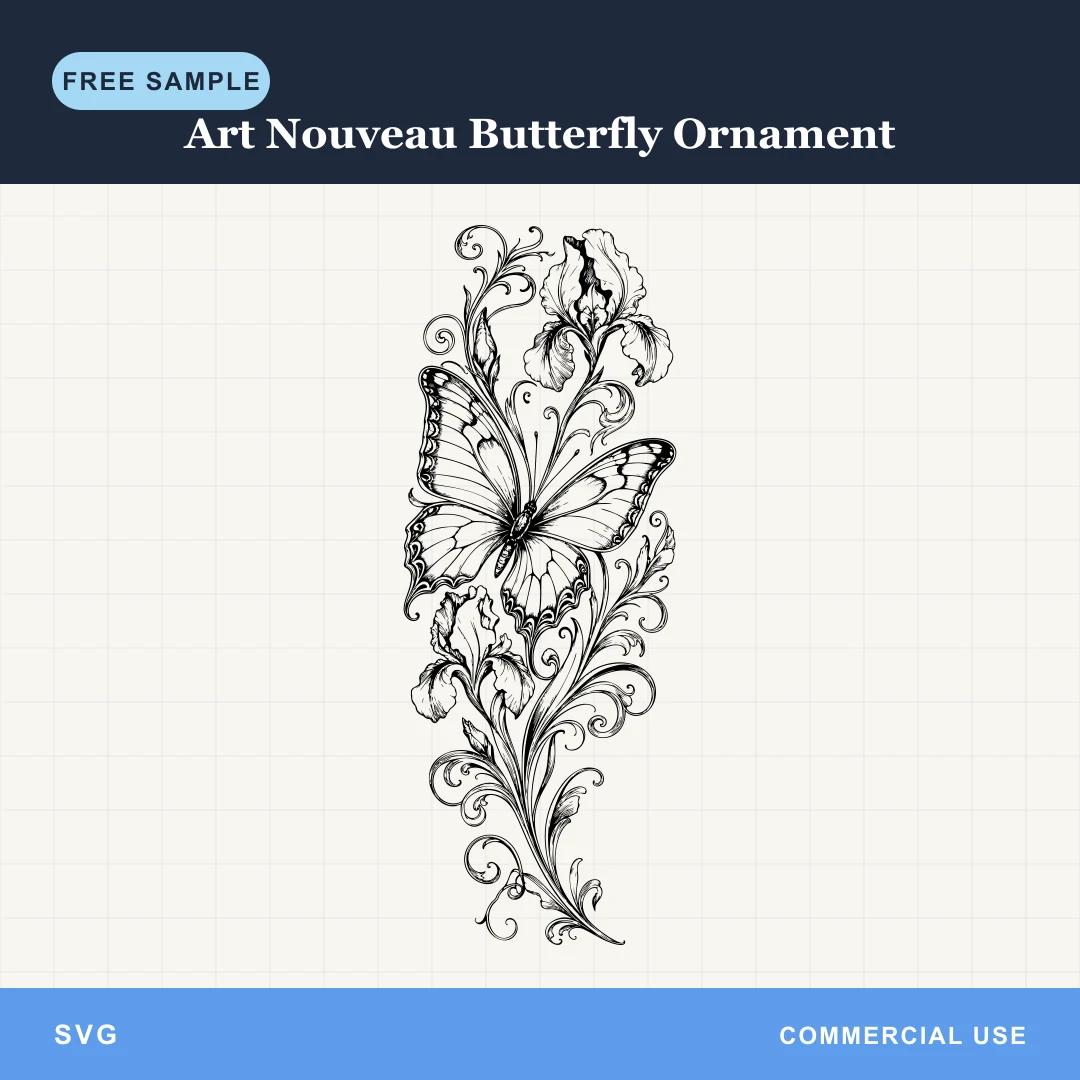 Free Art Nouveau Butterfly Ornament SVG