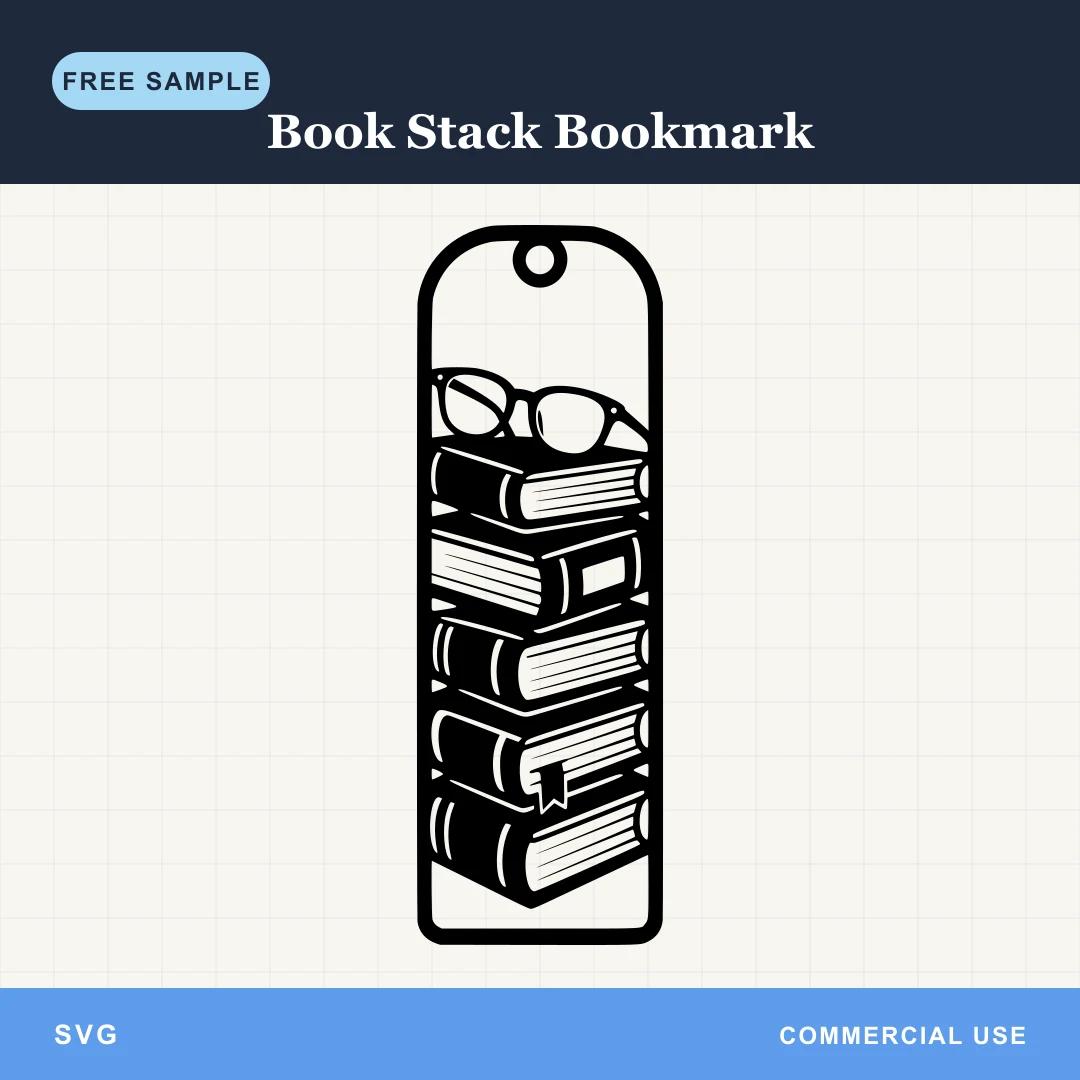 Free Book Stack Bookmark SVG