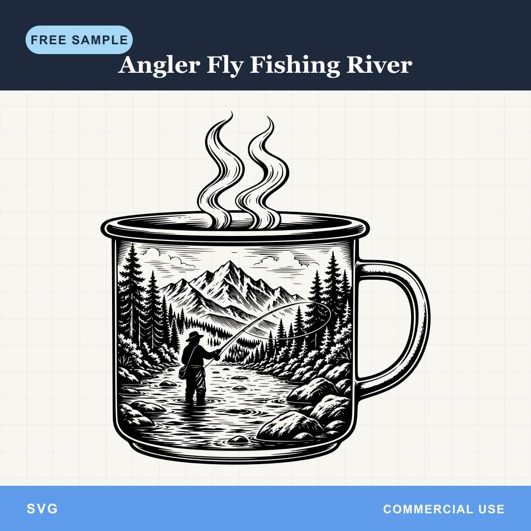 Free Angler Fly Fishing River SVG