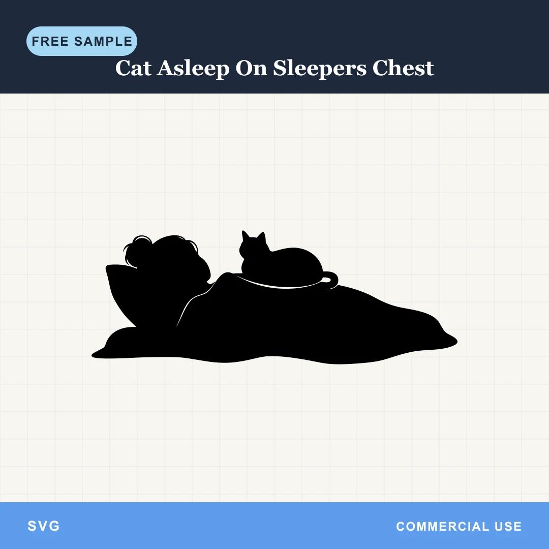 Free Cat Asleep On Sleepers Chest SVG