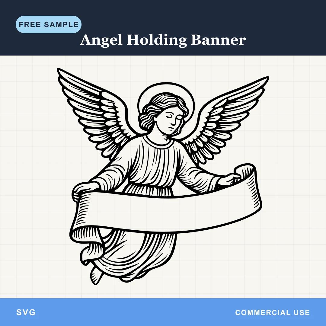 Free Angel Holding Banner SVG