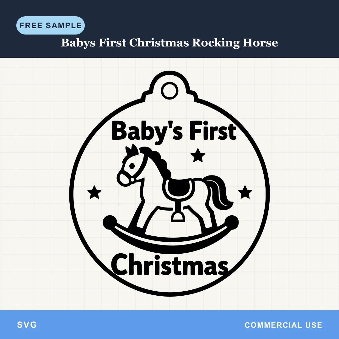 Free Babys First Christmas Rocking Horse SVG