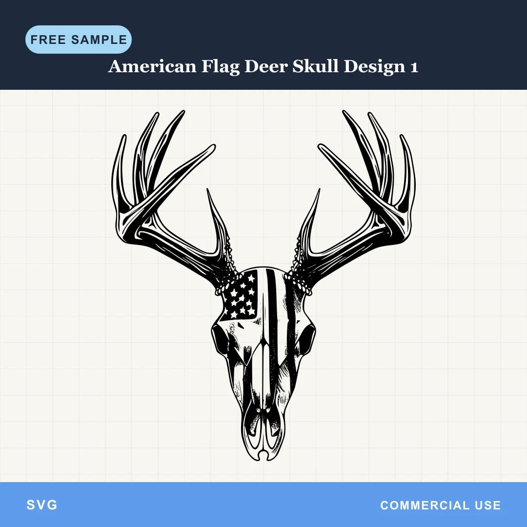 Free American Flag Deer Skull Design 1 SVG