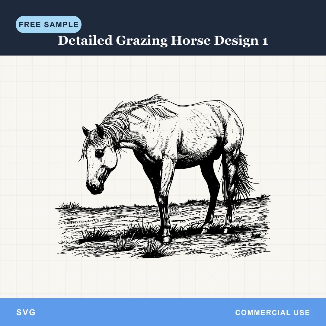 Free Detailed Grazing Horse Design 1 SVG