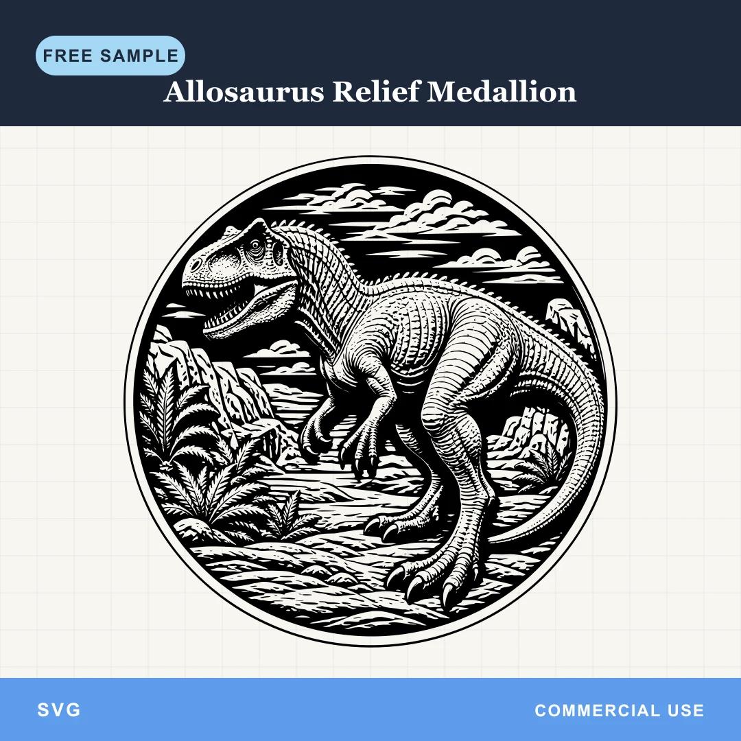 Free Allosaurus Relief Medallion SVG