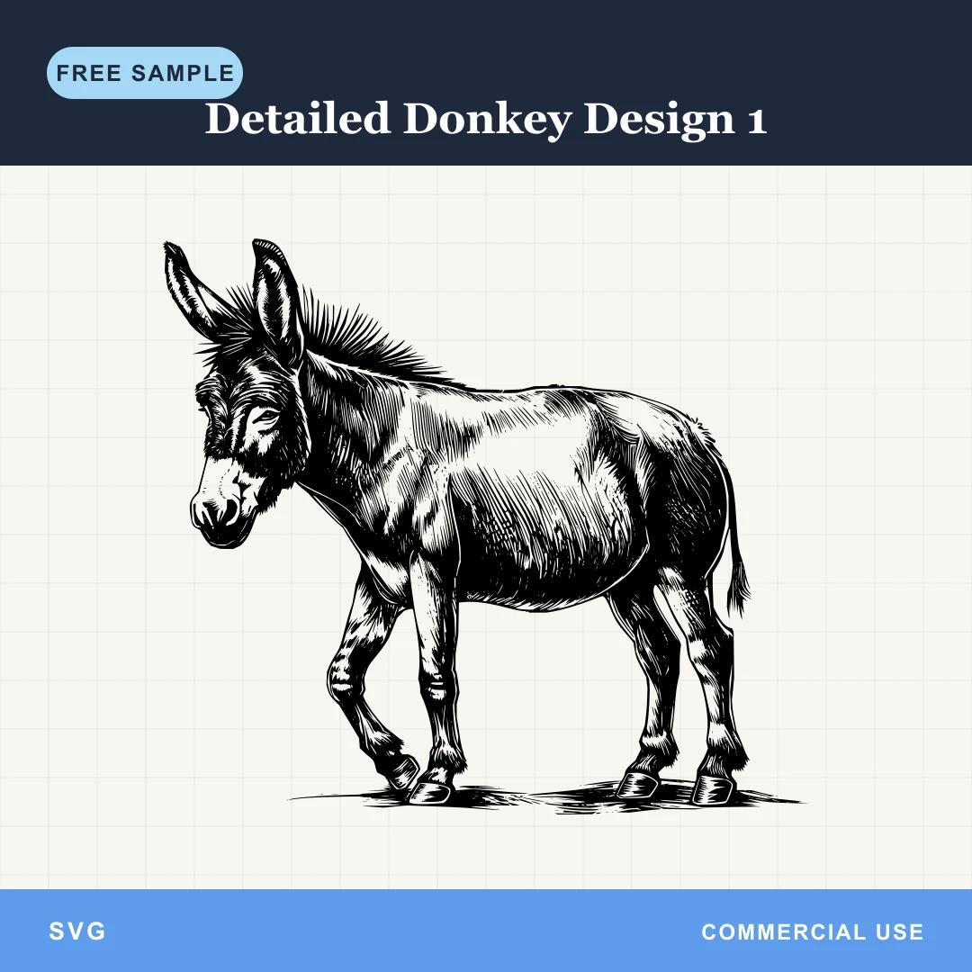 Free Detailed Donkey Design 1 SVG