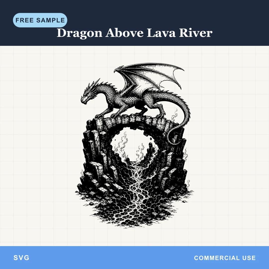 Free Dragon Above Lava River SVG