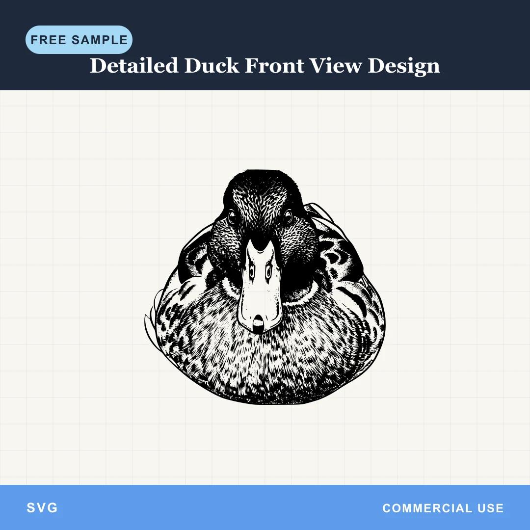 Free Detailed Duck Front View Design SVG