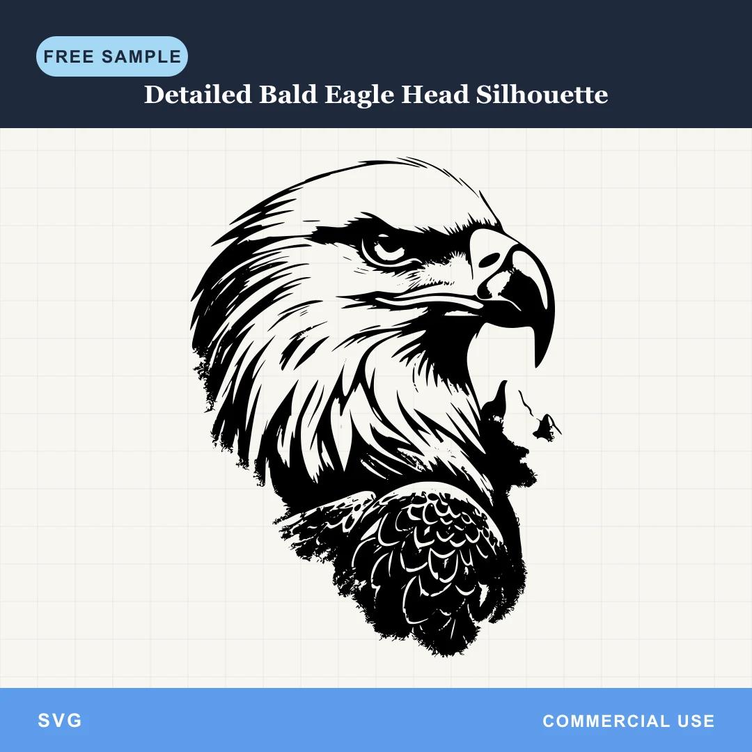 Free Detailed Bald Eagle Head Silhouette SVG
