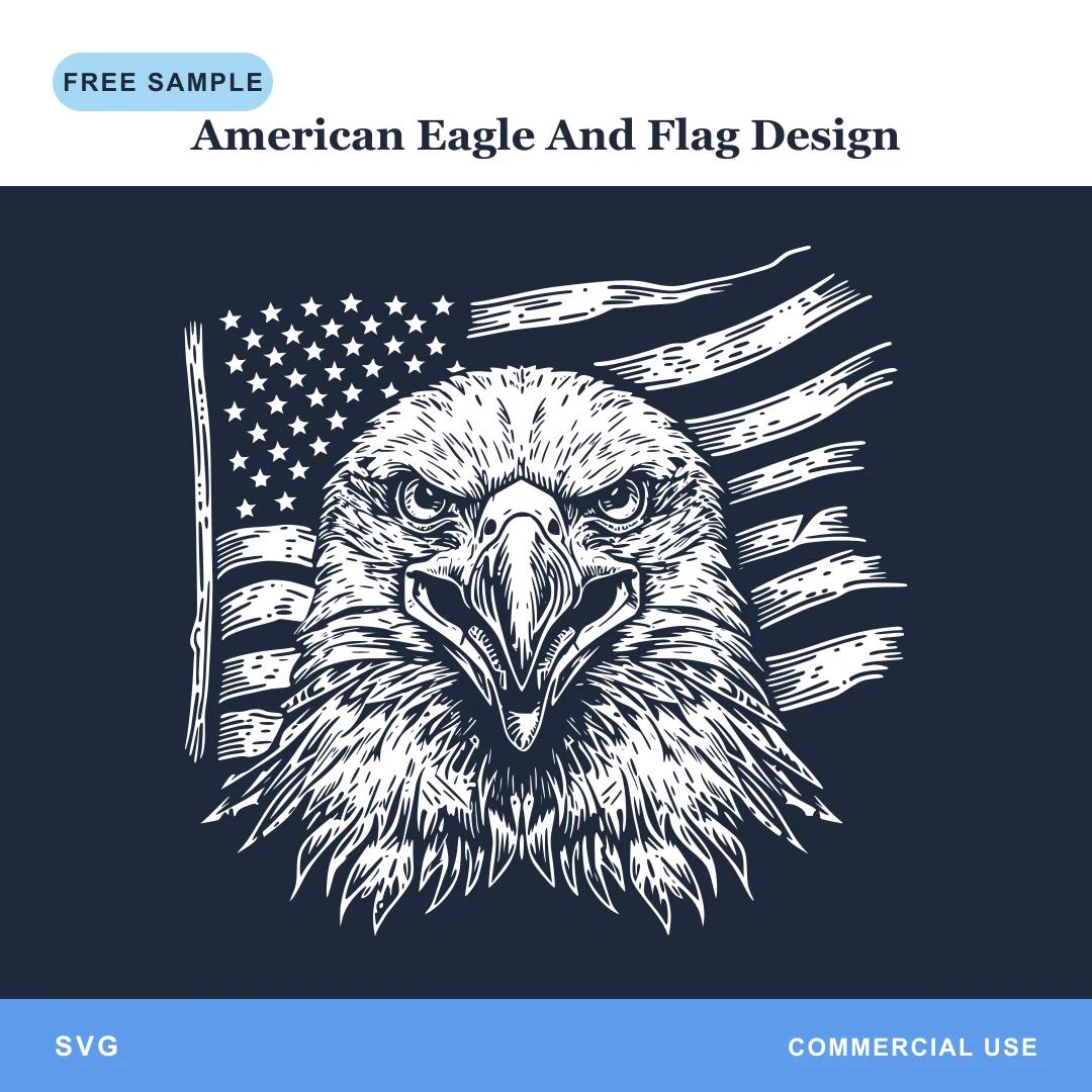 Free American Eagle And Flag Design SVG