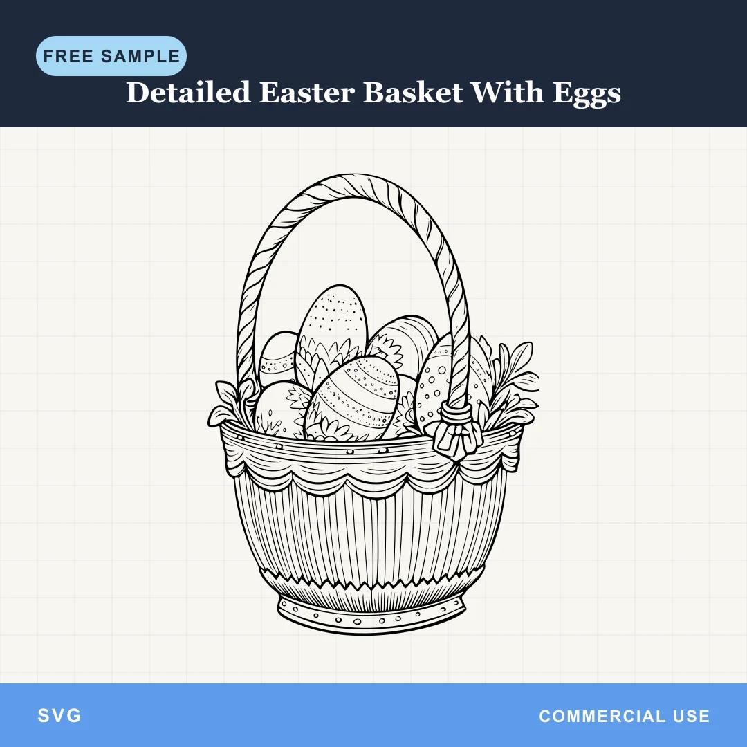 Free Detailed Easter Basket With Eggs SVG