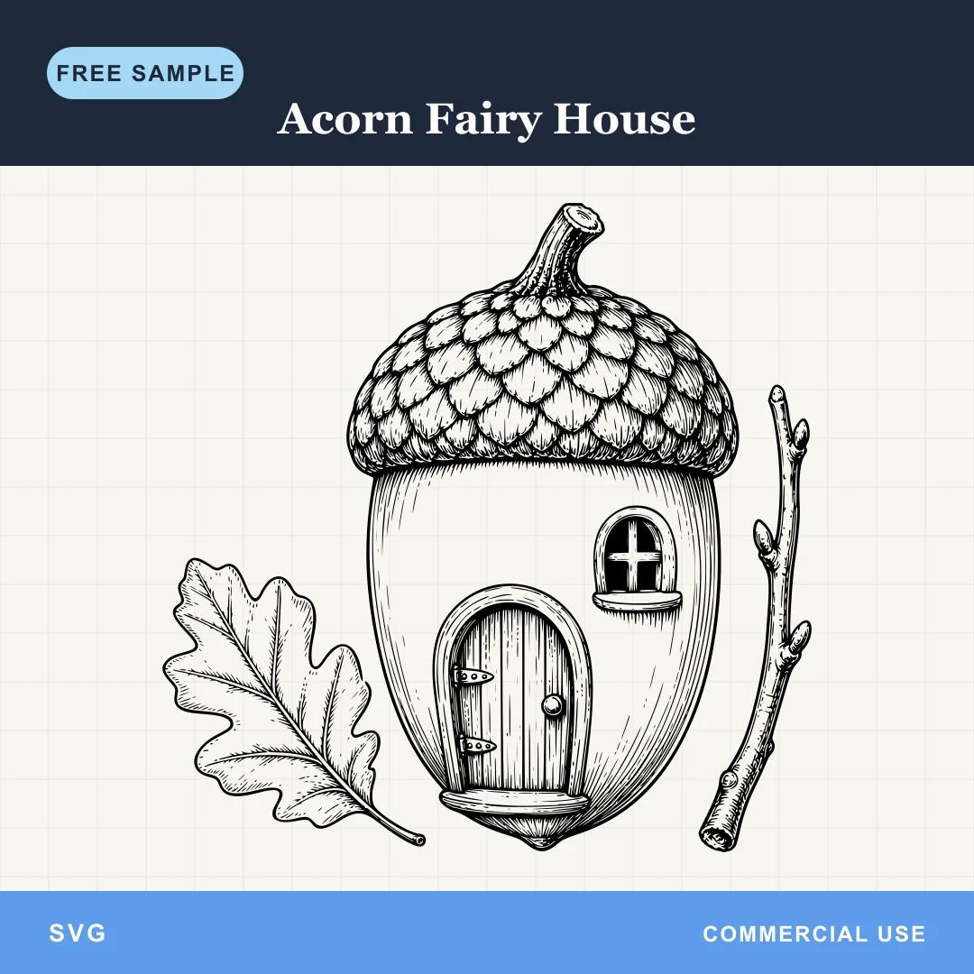 Free Acorn Fairy House SVG