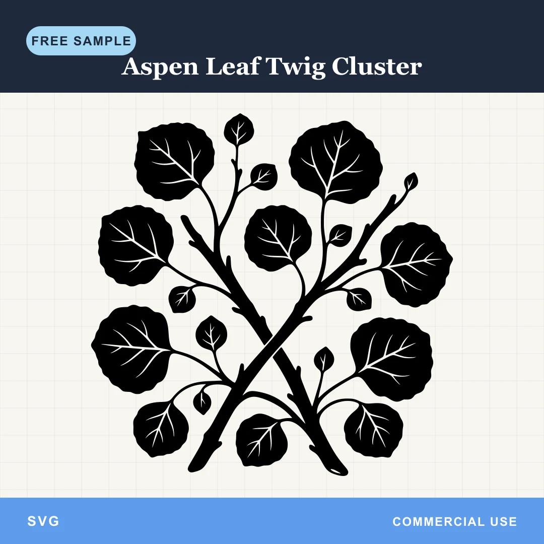 Free Aspen Leaf Twig Cluster SVG