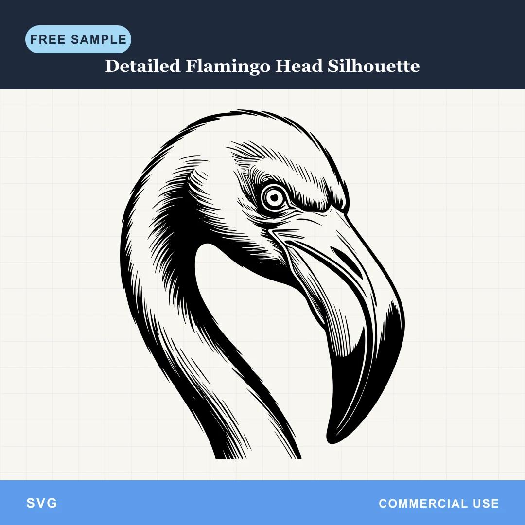 Free Detailed Flamingo Head Silhouette SVG