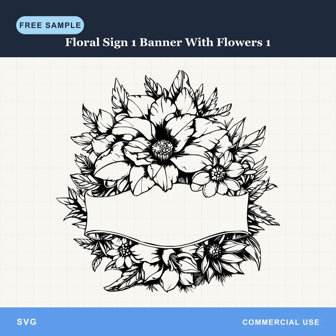 Free Floral Sign 1 Banner With Flowers 1 SVG